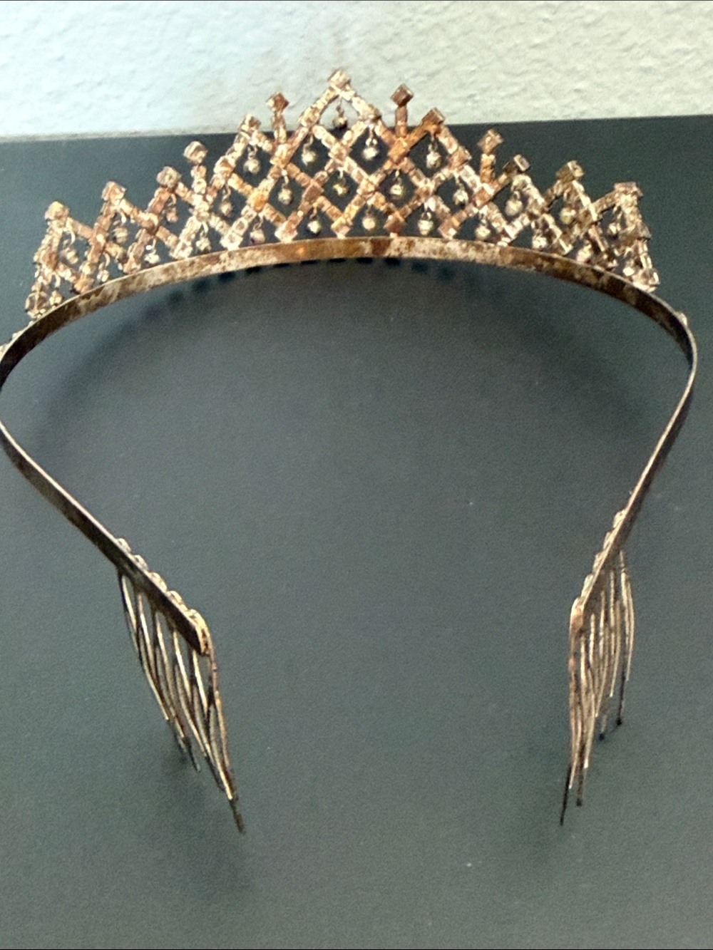 Vintage Crystal Pavé Tiara Headband in Silver - Picture 4 of 4